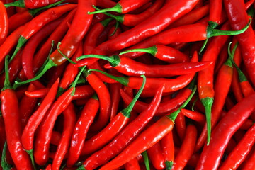 heap of red hot chili pepper as background