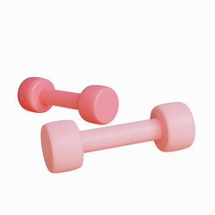 3d rendering pink dumbbell object with white background