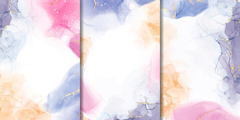 Set of Hand Painted Abstract Watercolor Background Design