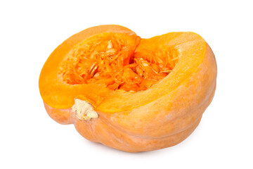 Half of ripe pumpkin on white background