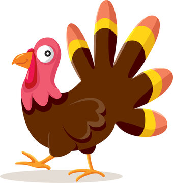 Cheerful Thanksgiving Turkey Vector Cartoon Illustration 
