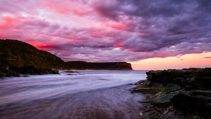 Sunset Scape of Garie Beach and North Head