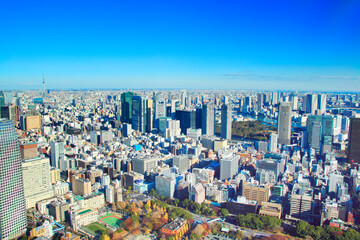 高層ビル群と東京スカイツリー, 港区,東京都
