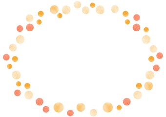 水彩の円フレーム素材　丸　ドット