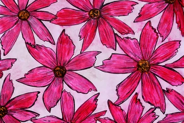 Fotobehang Seamless Pink floral pattern © Malika Turhanova
