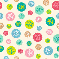Colorful snowflakes seamless pattern background.