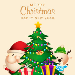 Merry Christmas and happy new year promotion design