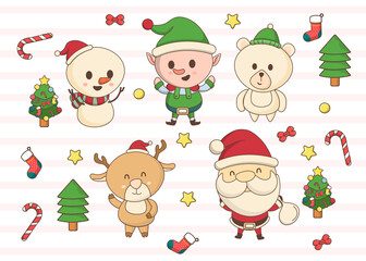 Christmas background with Santa and deer