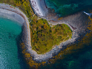 Seapoint aerial view between Seapoint Beach and Crescent Beach on Gerrish Island in Kittery Point, town of Kittery, Maine ME, USA. 