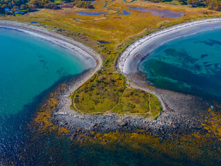 Seapoint aerial view between Seapoint Beach and Crescent Beach on Gerrish Island in Kittery Point, town of Kittery, Maine ME, USA. 