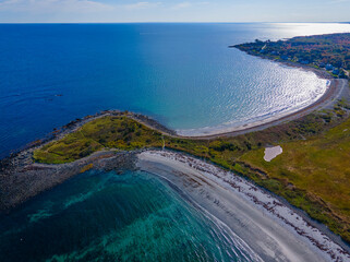 Seapoint aerial view between Seapoint Beach and Crescent Beach on Gerrish Island in Kittery Point, town of Kittery, Maine ME, USA.  © Wangkun Jia
