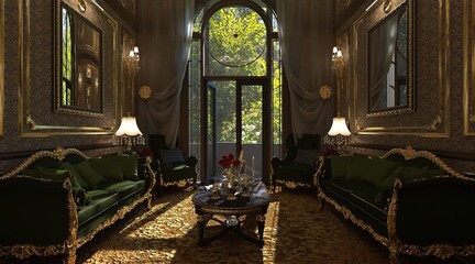 Fototapeta na wymiar Luxury classic living room interior 3d illustration