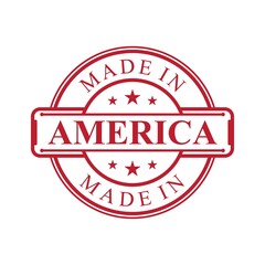 Made in America label icon with red color emblem