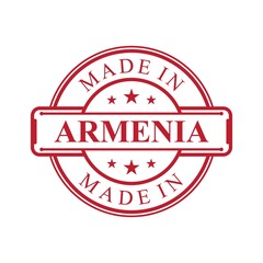 Made in Armenia label icon with red color emblem