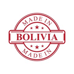Made in Bolivia label icon with red color emblem