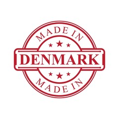 Made in Denmark label icon with red color emblem