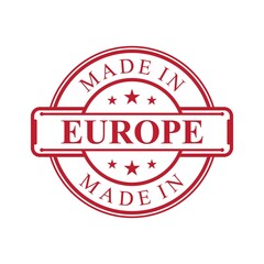 Made in Europe label icon with red color emblem