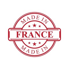 Made in France label icon with red color emblem