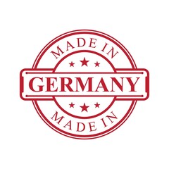 Made in Germany label icon with red color emblem