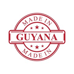 Made in Guyana label icon with red color emblem