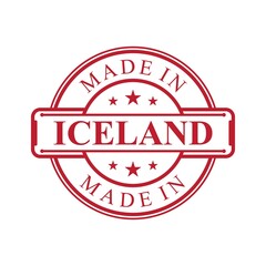 Made in Iceland label icon with red color emblem