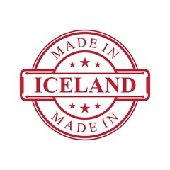 Made in Iceland label icon with red color emblem