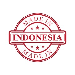 Made in Indonesia label icon with red color emblem