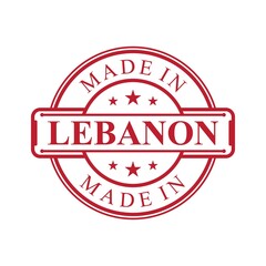 Made in Lebanon label icon with red color emblem