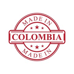 Made in Colombia label icon with red color emblem