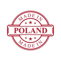 Made in Poland label icon with red color emblem