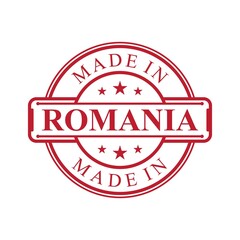 Made in Romania label icon with red color emblem