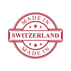 Made in Switzerland label icon with red color emblem