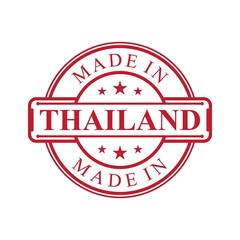 Made in Thailand label icon with red color emblem on the white background. Vector quality logo emblem design element. Vector illustration EPS.8 EPS.10