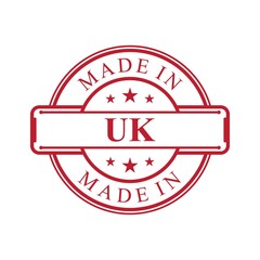 Made in UK label icon with red color emblem