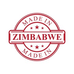 Made in Zimbabwe label icon with red color emblem