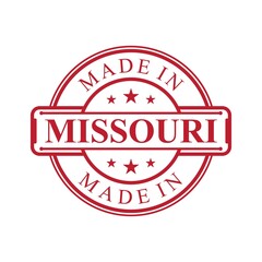 Made in Missouri label icon with red color emblem