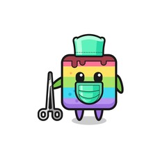 surgeon rainbow cake mascot character