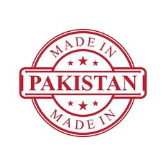 Made in Pakistan label icon with red color emblem