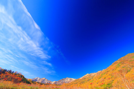 紅葉の白馬岳など白馬三山, 小谷村,北安曇郡,長野県