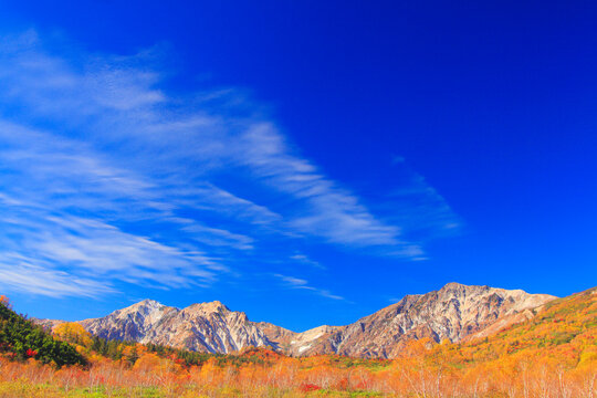 紅葉の白馬岳など白馬三山, 小谷村,北安曇郡,長野県