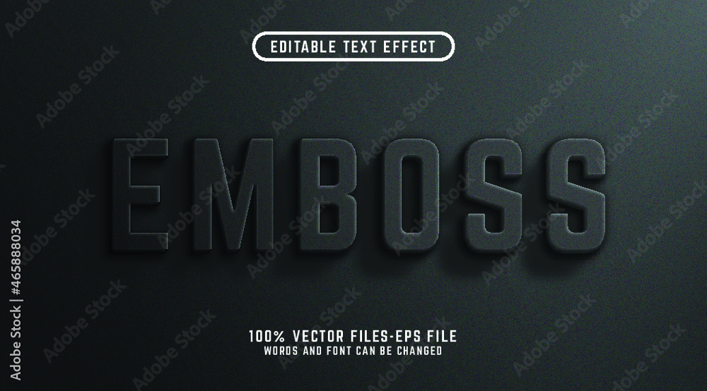 Poster emboss editable text effect. 3d premium vectors
