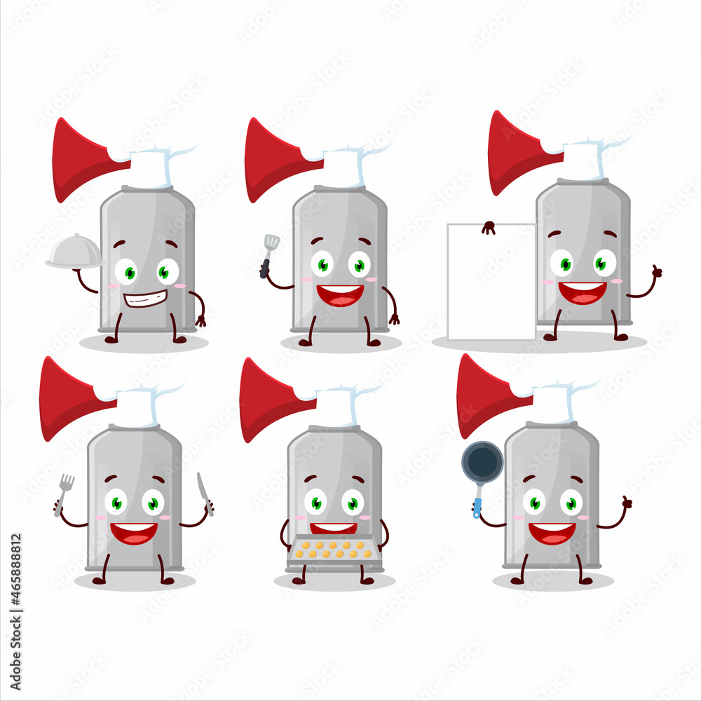 Sticker Cartoon character of air horn with various chef emoticons