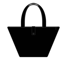 Blank Black Tote Bag with Handle Template Vector on White Background