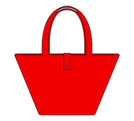 Blank Red Tote Bag with Handle Template Vector on White Background
