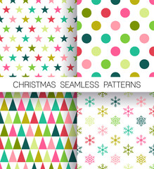 Set of geometric shaped christmas elements seamless pattern background
