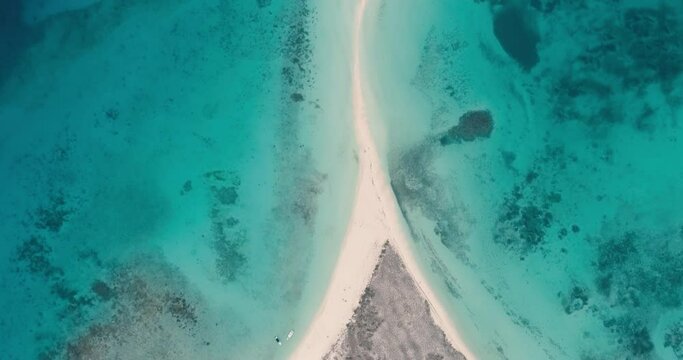 Aerial View zenital view over istmo cayo de agua move forward tilt up reveal fantastica landscape Amazing tropical island