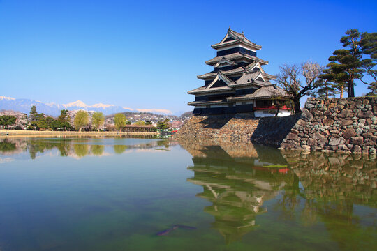 松本城と本丸堀, 日本,長野県,松本市