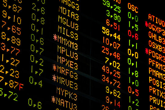Real live stock exchange trading stocks display panel. High quality photo