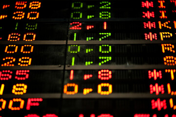Real live stock exchange trading stocks display panel. High quality photo