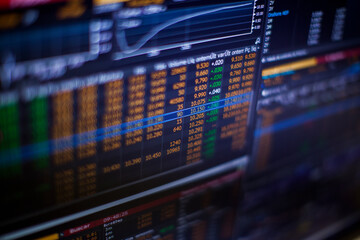 Real live stock exchange trading stocks display panel. High quality photo